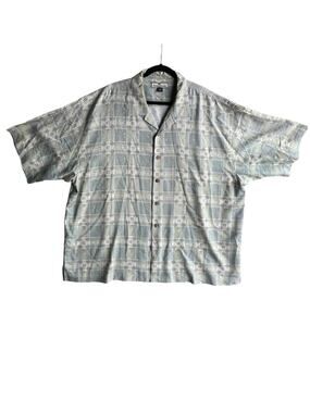 Tommy Bahama Men's Vintage Hawaiian Resort Shirt 100% Silk Plaid Size XXL